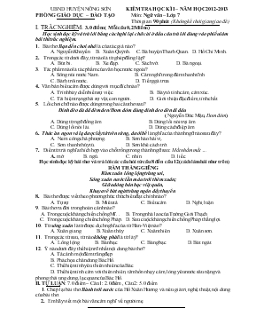 Kiểm tra học kì I  Năm học 2012 - 2013 môn Ngữ văn  lớp 7